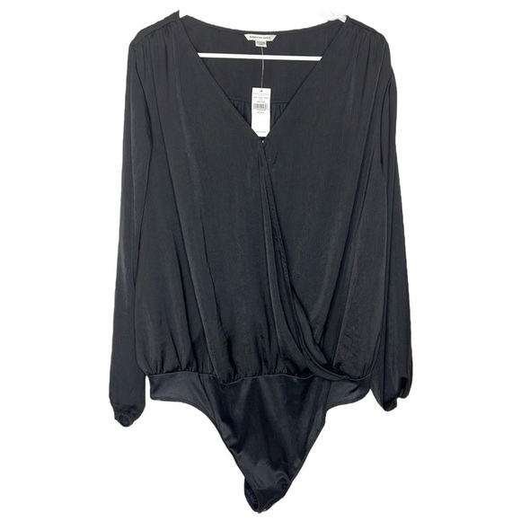 NWT American Eagle Black Faux Wrap BodySuit - Picture 1 of 12